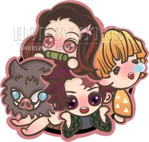 Demon Slayer Tanjiro, Nezuko, Inosuke and Zenitsu Vinyl Decal Sticker
