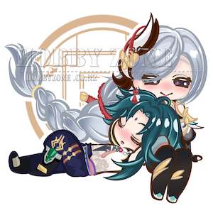 Genshin Impact Xiao and Shenhe Vinyl Decal Sticker