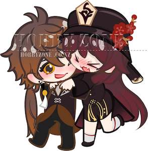 Vinyl Stickers: Genshin Impact Zhongli and Hu Tao Vinyl Decal Sticker