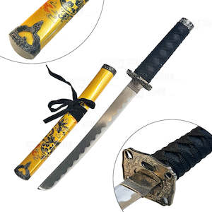 Golden Goldfish Tanto Sword – Decorative Short Katana with Sheath & Black Wrap Handle