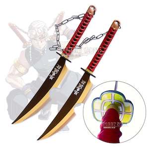 Demon Slayer Sword: Demon Slayer – Tengen’s Dual Battle Cleavers with Chain - Sound Breathing Sword Set