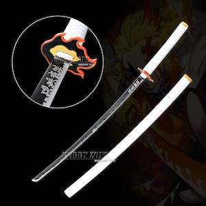 Demon Slayer – Kyojuro Rengoku Sword – White Sheath & Etched Black Blade –&hellip;