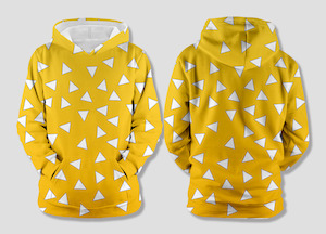 Hoodies: Demon Slayer - Zenitsu Agatsuma Kimono Cosplay - Fleece Hoodie