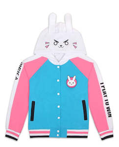 Hoodies: Overwatch D.VA Premium Pink Costume - Button-Up Hoodie