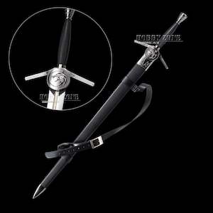 The Witcher: The Witcher – Geralt of Rivia’s Silver Sword – TV Series White Wolf Edition with Shoulder Strap Scabbard