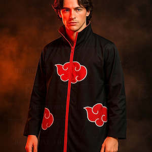 Naruto – Akatsuki Clan Cloak – Smooth Red Clouds Cosplay Costume