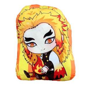 Pillows And Cushions: Demon Slayer - Rengoku with Flame Plush - Velvet Cushion