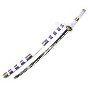 One Piece Swords: One Piece Luffy Nidai Kitetsu Sword - Purple & White Handle Katana - PU Wrapped Sheath