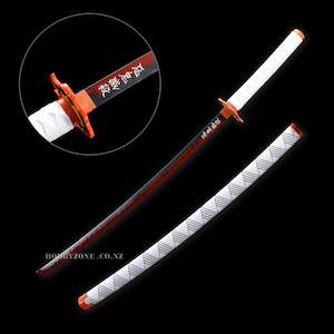 Demon Slayer – Kyojuro Rengoku Nichirin Sword – Black Triangles Sheath & Wov&hellip;