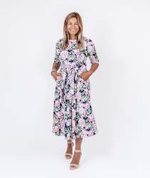Dress: Navy Floral Dress