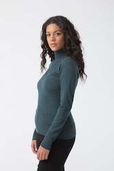 Top: DINADI Merino Turtleneck - Dragonfly Green