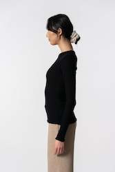 DINADI Merino Fitted Rib Sweater - Black