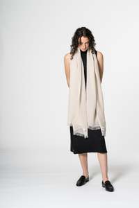 DINADI Merino Woven Scarf - Almond White