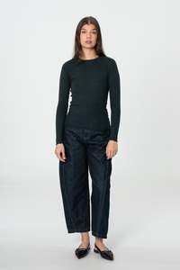 All Our Range: DINADI Merino Fitted Rib Sweater - Peacock Green