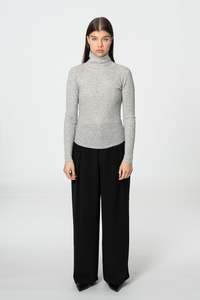 DINADI Lace Turtleneck - Silver Grey