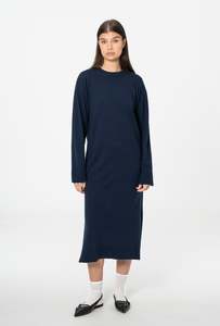 Dress: DINADI Merino Long Dress - Space Blue