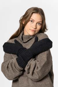 Products: DINADI Merino Handknit Long Mittens - Onyx Grey