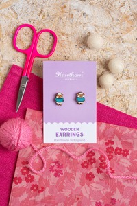 Hawthorn Handmade - Woolly Sheep Wooden Earrings