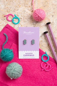 Stationery And Fun Stuff: Ball of Yarn Wooden Earrings - Knitting and crochet earrings