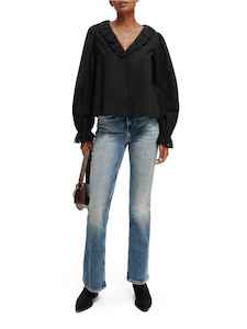 Shirts: S&SODA Broderie VN Shirt Black