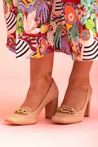 Shoes: HEY MON Ella Chain Heel Nude