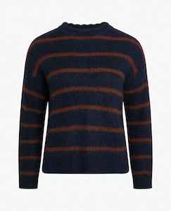 NOA NOA Cable Stripe Pullover Blue