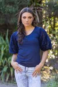 Pretty Basic By Augustine: AUGUSTINE Pretty Basics Daisy Puff Top Navy
