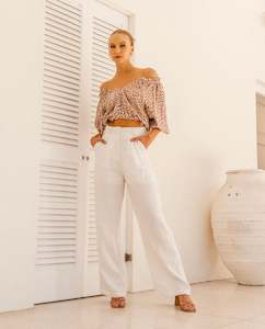 White Closet: WHITE CLOSET Linen Pant White