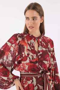 DIXIE Bordeaux Floral Dress