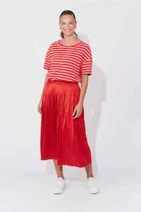 HAVEN Doha Pleated Skirt Chilli