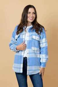 CHARLO Vine Shacket BlueTartan