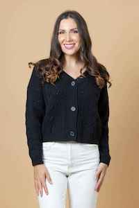 Charlo: CHARLO Tash Cropped Knit Cardy Black