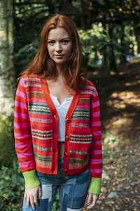 Eribe: ERIBE Stobo Fairisle Vee Cardy Rosa