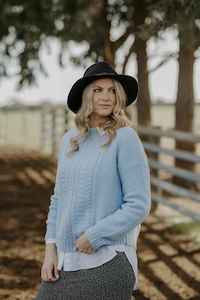 FIELDS Cable Boxy Pullover IceBlue