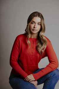 BELLA Long Cuff Cardy MarsRed