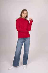 Bella: BELLA HighN RibV Pullover Red