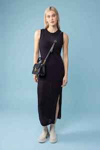 AMAYA Aiden Crochet Dress Black
