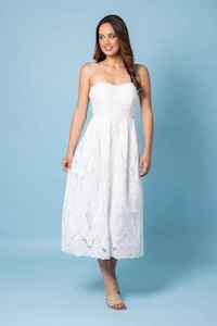 Amaya: AMAYA Lani Bodice Lace Dress White