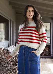 JUMP Stripe Cable Pullover OatCh