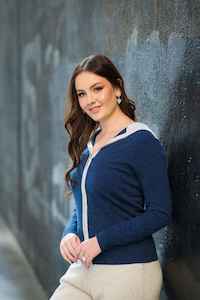 B&L Hoodie Zip Contrast DenimCloud