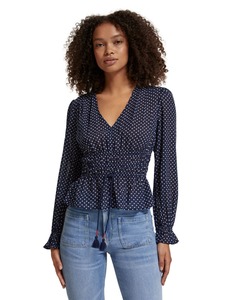 Tops: S&SODA V Neck Polka Top Navy