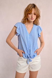 MOLLY BRACKEN Woven Spot Shirt LBlue