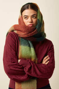 KING LOUIE Multi Check Scarf PGreen