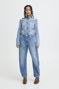 PULZ Anni HW Barrel Jeans MDBlue