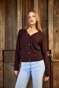 Knitwear: TUESDAY Muse Cable Cardy Choco