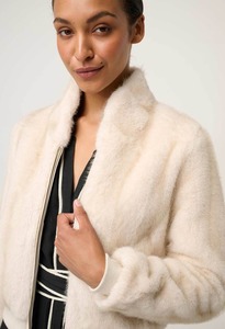 ONCE WAS Chrysta Fur Bomber Jacket Porcelain