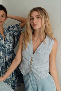 Our Full Range: MOLLY BRACKEN Pinstripe Vest LtBlue