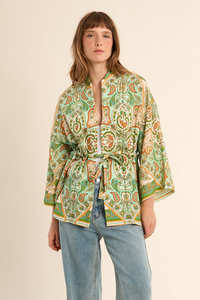 Our Full Range: MOLLY BRACKEN Woven Kimono GreenInes