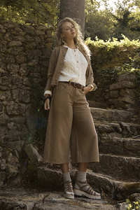 Our Full Range: MOLLY BRACKEN Wide Cropped Pants Khaki