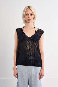 Our Full Range: LILI SIDONIO Crochet Vest NavyBlue
